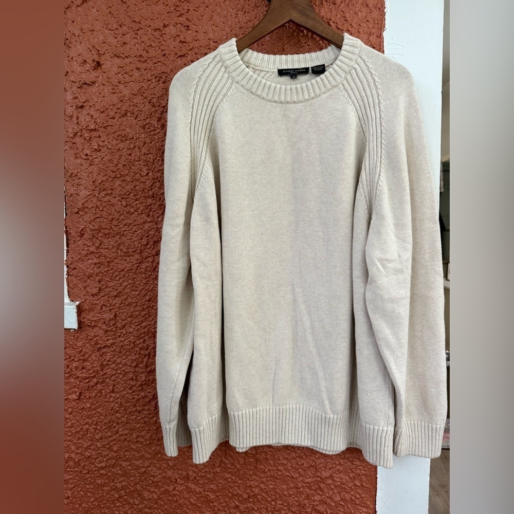Womens Jeanne Pierre Beige Cream Pullover Crew Neck Sweater Size 3XL